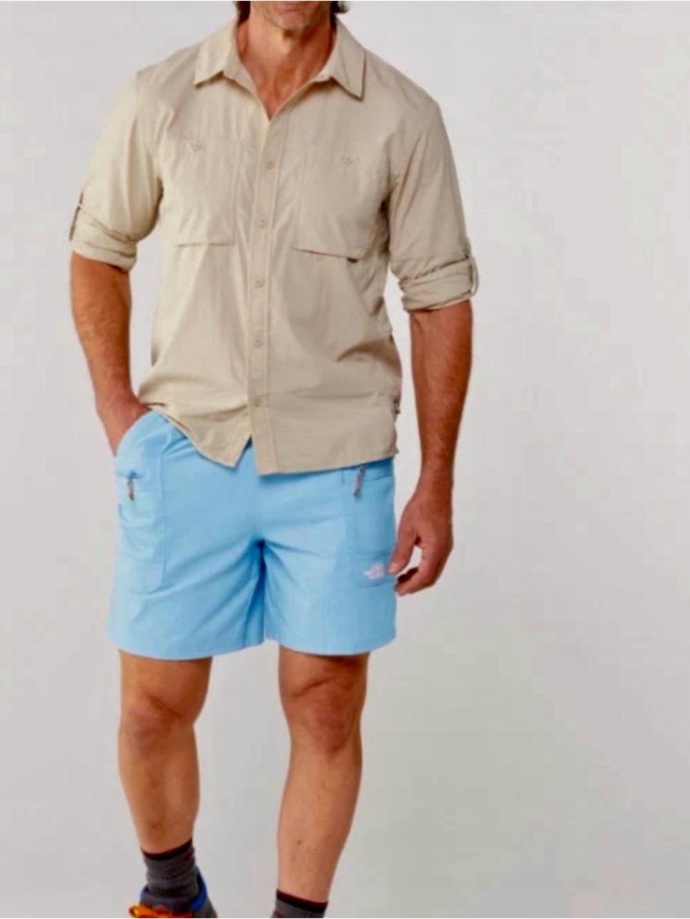 The North Face Men's LARGE Class V™ Pathfinder Belted Shorts in Steel Blue